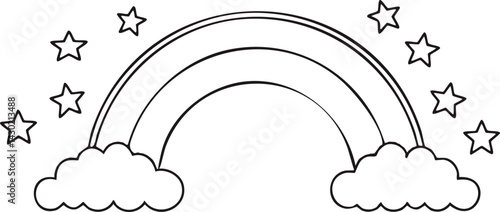 Hand drawn Rainbow Doodle illustration Design Vector Illustraiton Clipart