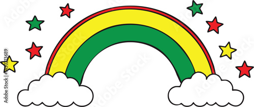 Hand drawn Rainbow Doodle illustration Design Vector Illustraiton Clipart