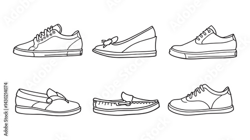 Shoes line art elegant hand drawn outline for design lovers