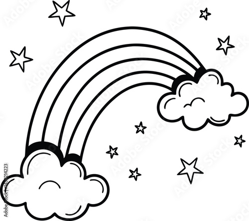 Hand drawn Rainbow Doodle illustration Design Vector Illustraiton Clipart