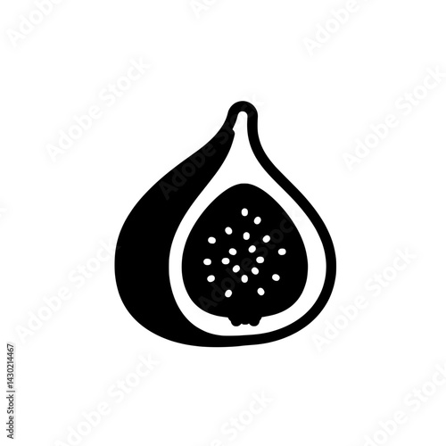 Fig Cutaway: A striking cutaway of a fig, showcasing its intricate internal structure with bold lines and contrast.