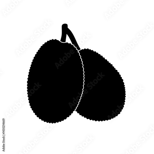 Exotic Jackfruit Silhouette: A bold black silhouette of two jackfruit fruit, with rough skins, offering a minimalist yet impactful visual representation of the tropical delicacy.