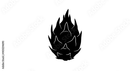 Dragon Fruit Silhouette: A striking silhouette of a dragon fruit against a blank background, showcasing its unique and exotic appearance. 