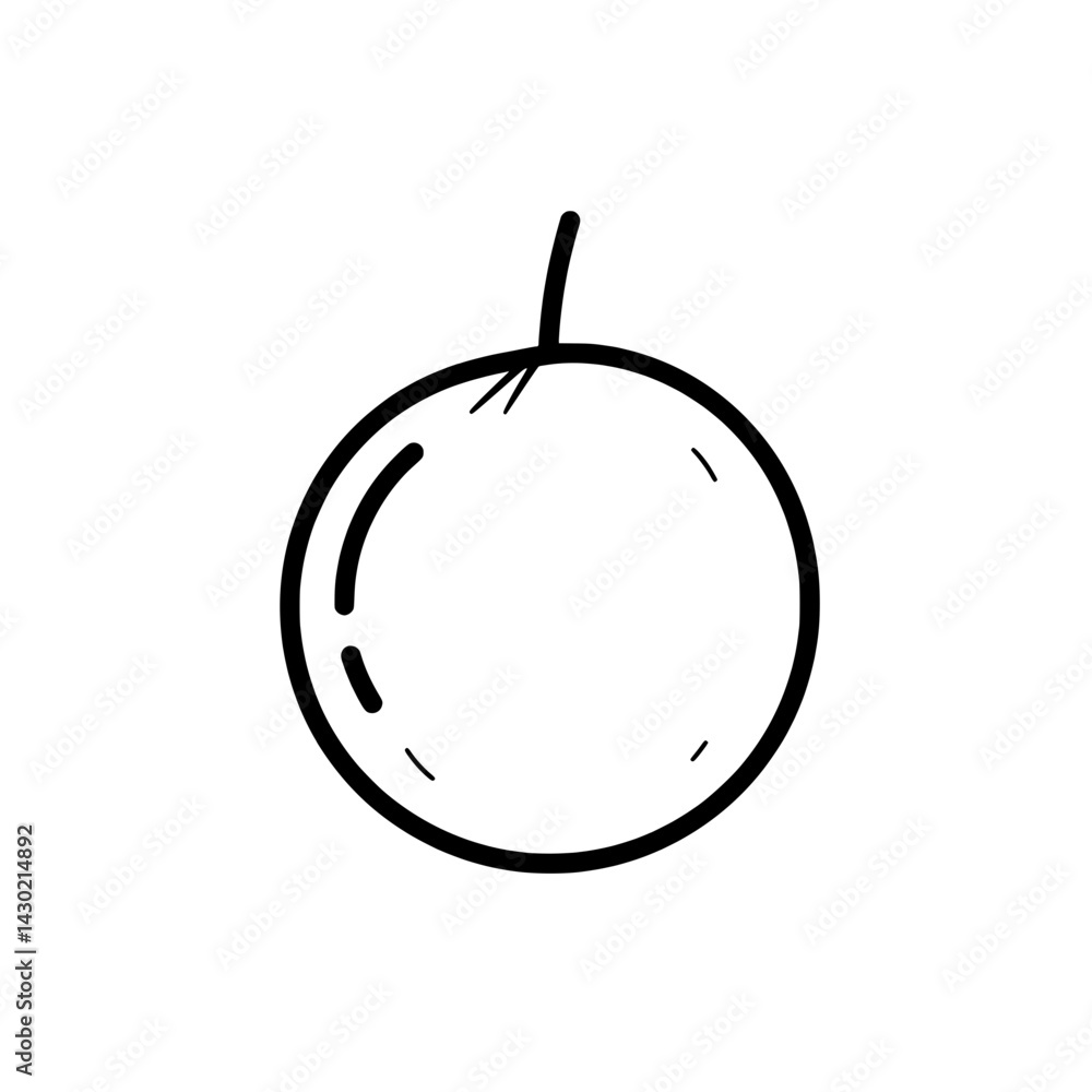 Obraz premium Simplicity in the Round: A clean and simple illustration of a single, spherical citrus fruit, showcasing a minimalist aesthetic perfect for design and food concepts.