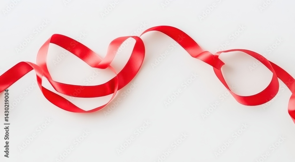 Fototapeta premium Red ribbon swirls on white background