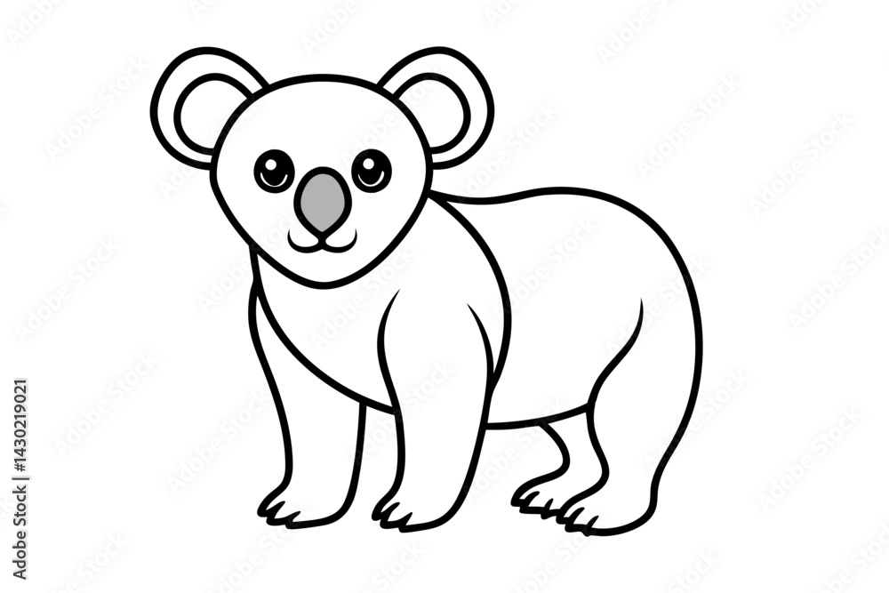 Naklejka premium Modern Koala Line Illustration