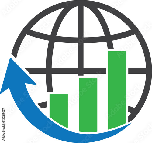 Business logo template. Globe and arrow logo is suitable for global company, world technologies, media and publicity agencies
