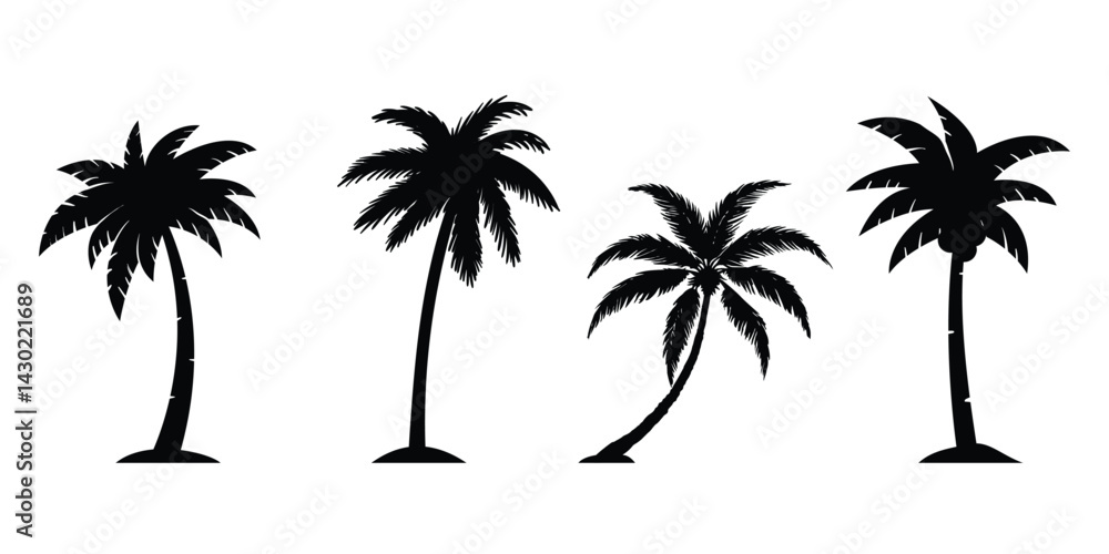 Obraz premium Silhouettes palm tree illustration vector