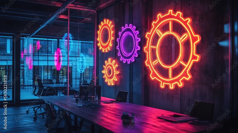 Obraz premium Neon Gear Conference Room