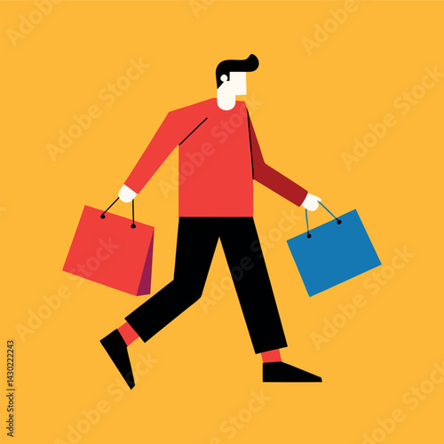 shopper with bags color vector