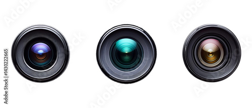 Camera Lenses Against Transparent Background