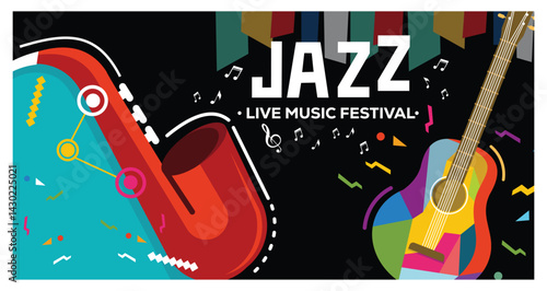 Photography Music festival banner for live jazz music festival event promotion