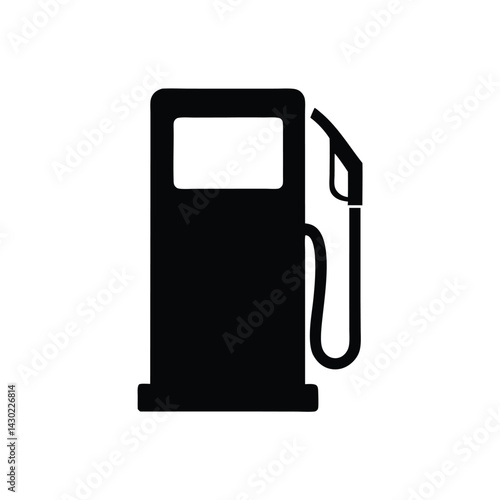 Gas pump flat icon, black silhouette of a gas pump with a nozzle and hose vector Art & Illustration