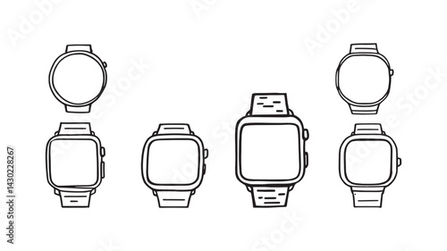 Smartwatch line art drawing showing elegance and simplicity in a sketch