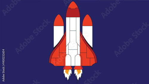 A powerful rocket launching into space, leaving a trail of smoke and fire behind, representing human achievement