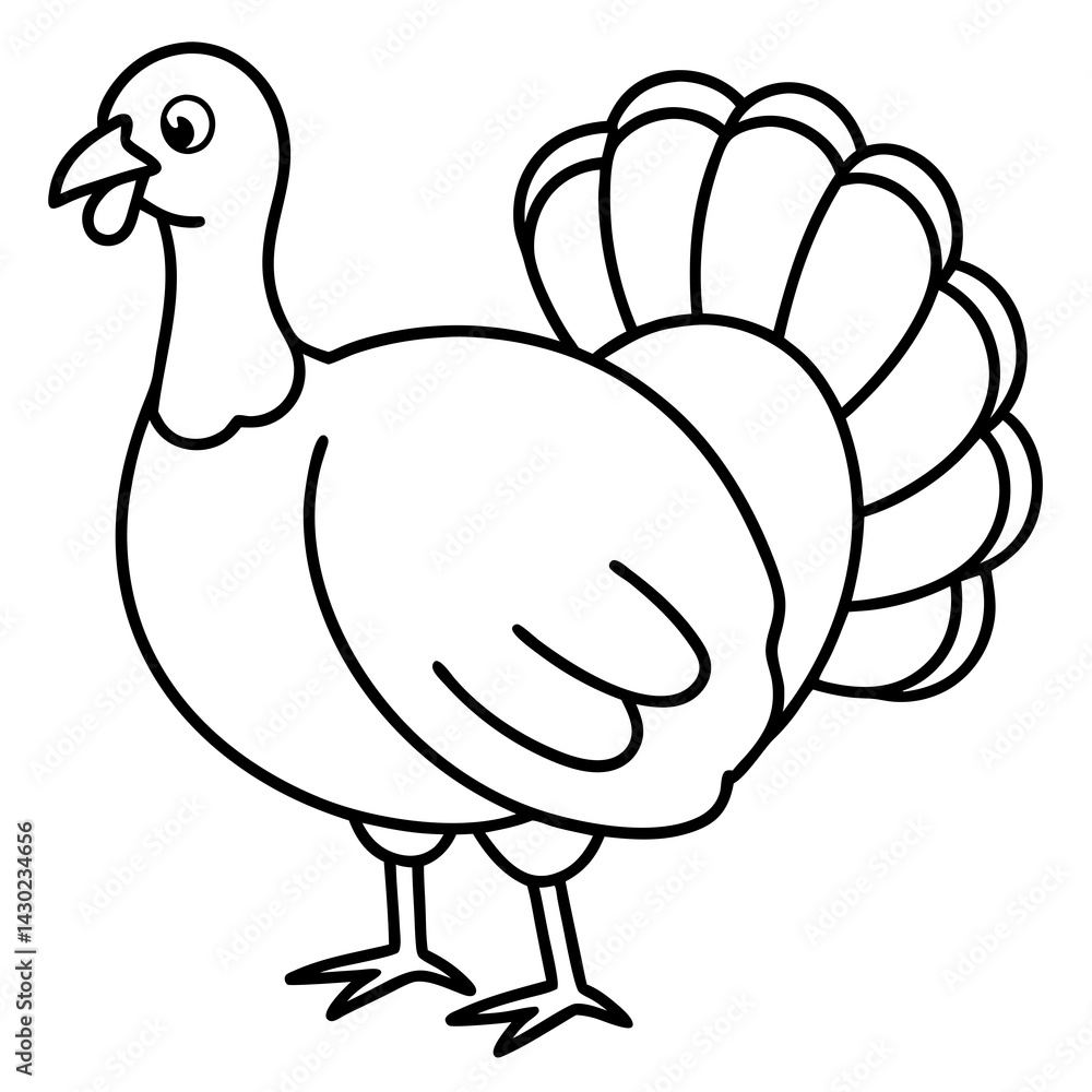 Clean Turkey Silhouette in Line Art Clean Turkey Silhouette in Line Art