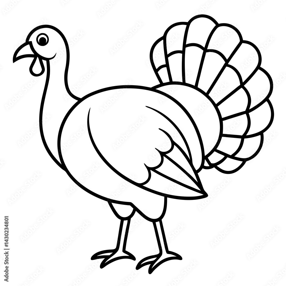 Clean Turkey Silhouette in Line Art Clean Turkey Silhouette in Line Art