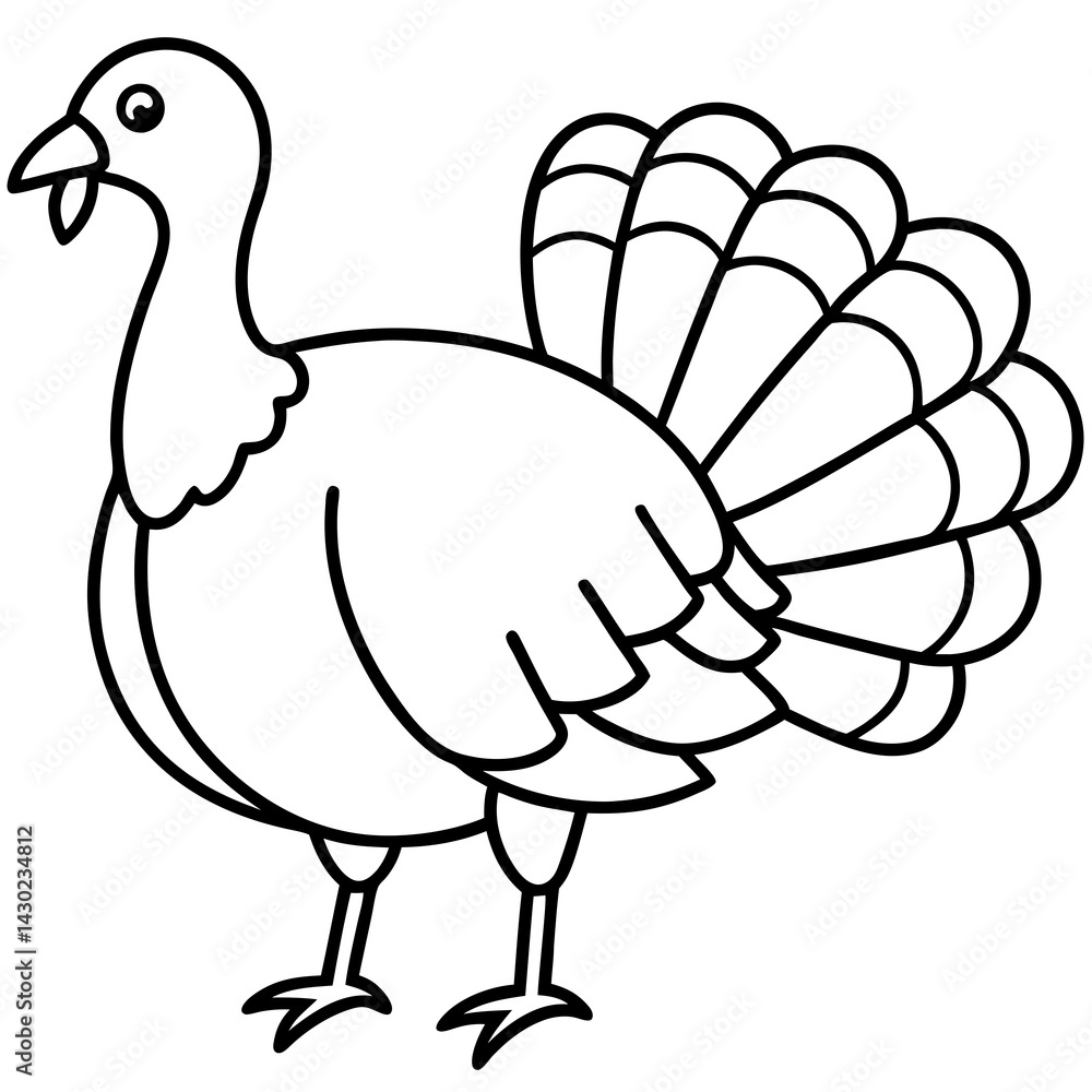 Clean Turkey Silhouette in Line Art Clean Turkey Silhouette in Line Art