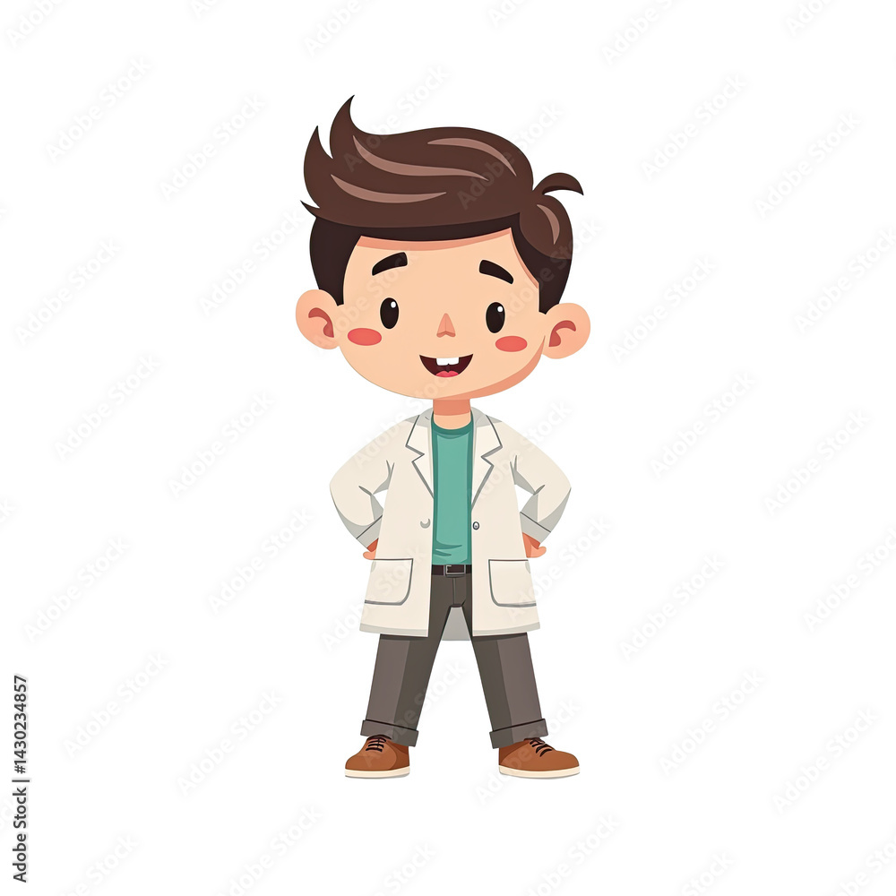Cute Boy Scientist Cartoon Illustration - Child illustrations Cute Boy Scientist Cartoon Illustration - Child illustrations