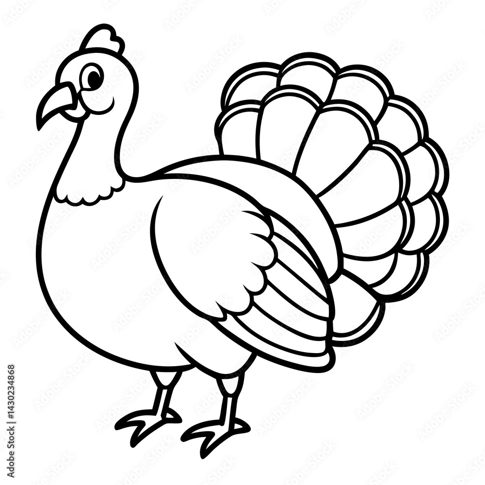 Fototapeta premium Clean Turkey Silhouette in Line Art