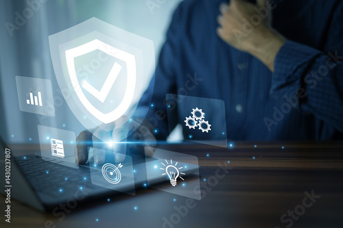 Secure network system interface with AI technology monitoring and protecting sensitive business information in digital workspace