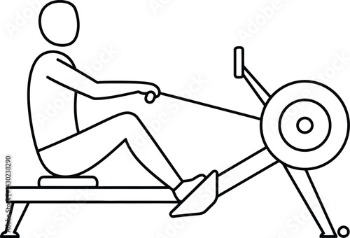 Health & Exercise Vector Icon Rowing Machine Workout Illustration
