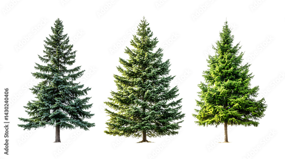 Obraz premium Green Fir Trees Against Transparent Background