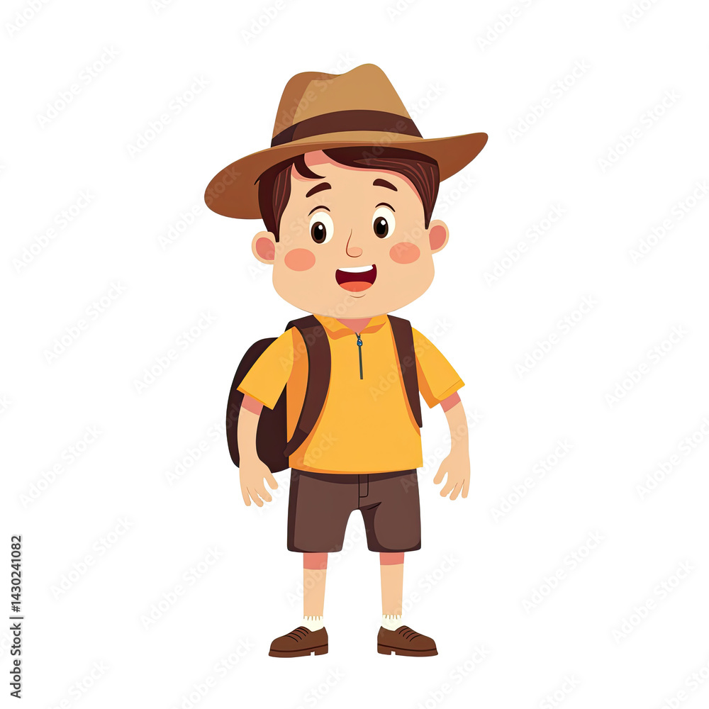 Happy Boy Scout Cartoon Illustration - Cartoon illustrations Happy Boy Scout Cartoon Illustration - Cartoon illustrations