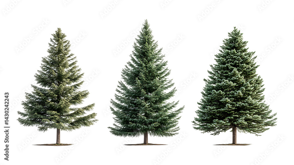 Obraz premium Green Fir Trees Against Transparent Background