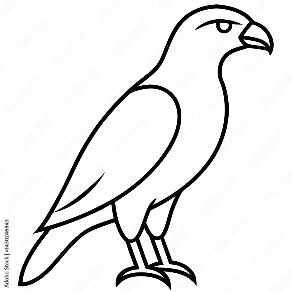 Fototapeta premium Elegant Hawk Silhouette in Line Art