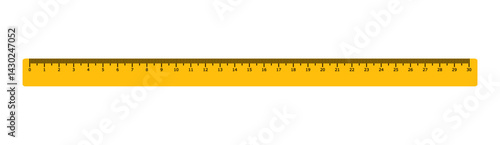 30 centimeters ruler measurement tool with numbers scale. realistic school measuring rulers in flat style