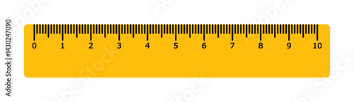 10 centimeters ruler measurement tool with numbers scale. realistic school measuring rulers in flat style