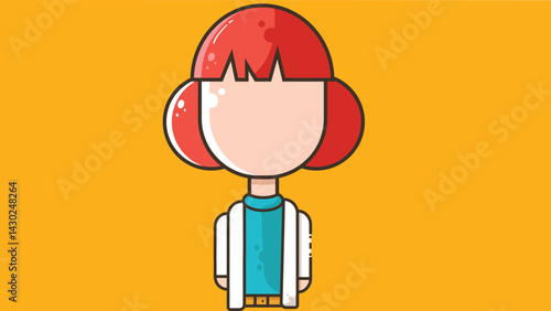 Cute girl cartoon style characters with expressive faces and colorful outfits