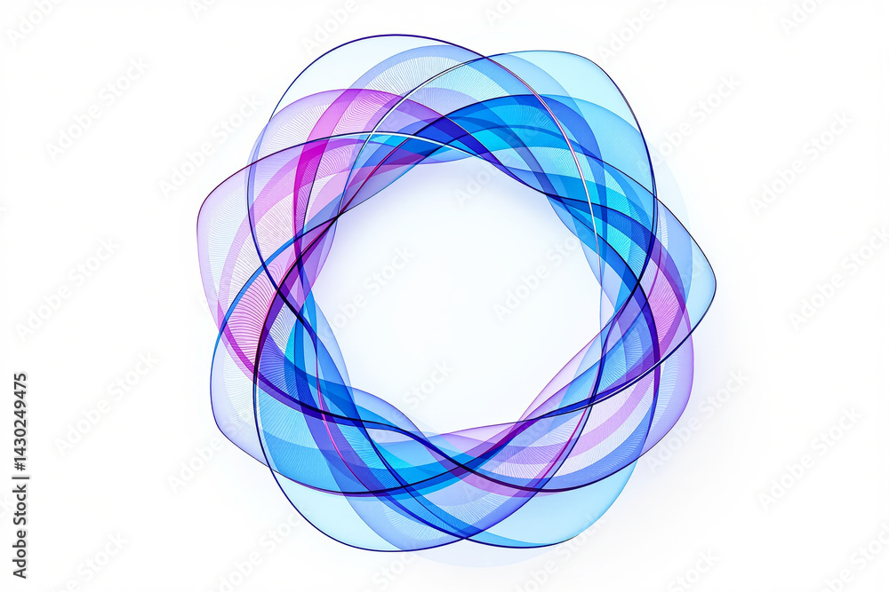 Abstract circle of overlapping translucent blue and purple waves in fluid motion style on a light background, symbolizing harmony and digital connectivity. Ai generative Abstract circle of overlapping translucent blue and purple waves in fluid motion style on a light background, symbolizing harmony and digital connectivity. Ai generative