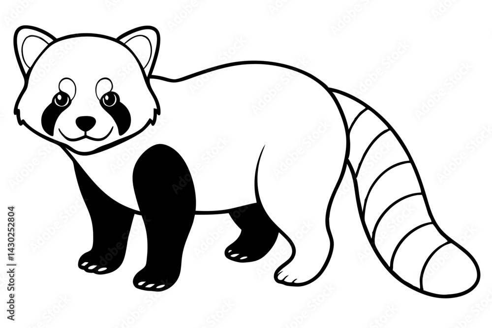 Fototapeta premium Red Panda Outline Illustration