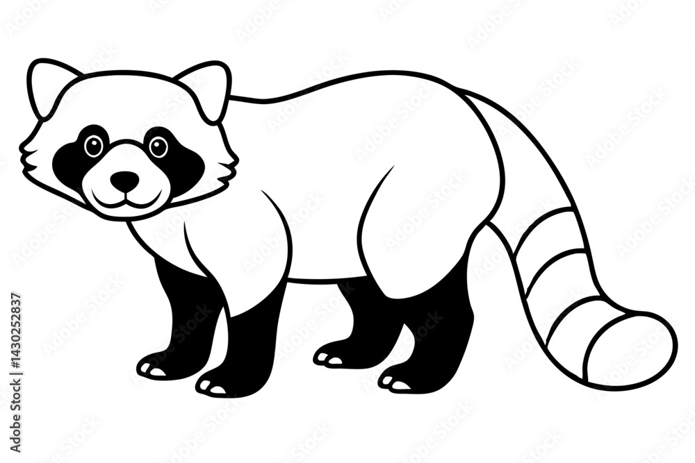 Fototapeta premium Red Panda Outline Illustration