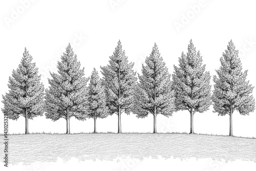 Wallpaper Mural A Serene Winter Landscape Featuring Snow-Covered Evergreen Trees in a Row with a Soft White Background for Tranquil and Nature-Focused Visuals Torontodigital.ca