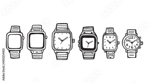 Watch line art illustration showcasing bold minimalist design approach
