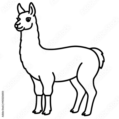 Elegant Llama Line Art Illustration