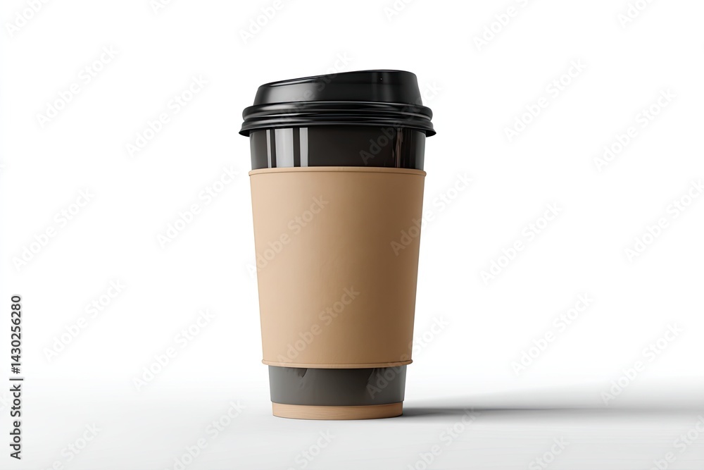 Black coffee cup with brown sleeve Black coffee cup with brown sleeve