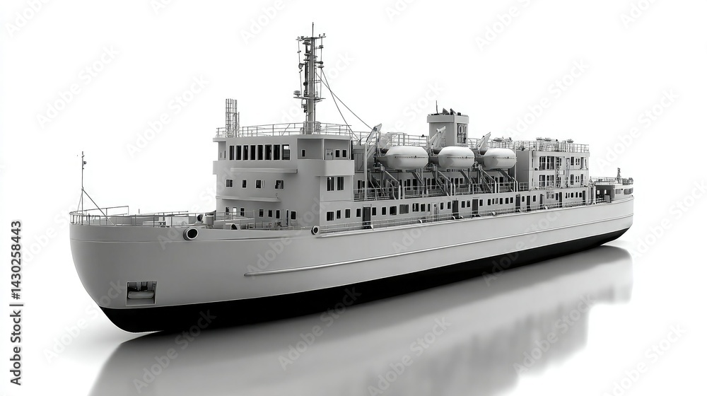 Obraz premium A detailed model of a ship, showcasing its design and structure, presented against a plain background.