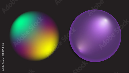 Gradient and Purple Sphere In Black Background