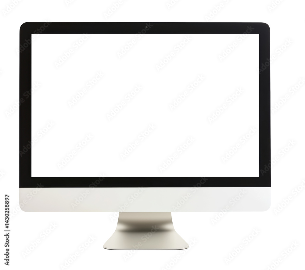 Monitor compuer with blank white screen isolated on white background transparent PNG clipart. Monitor compuer with blank white screen isolated on white background transparent PNG clipart.