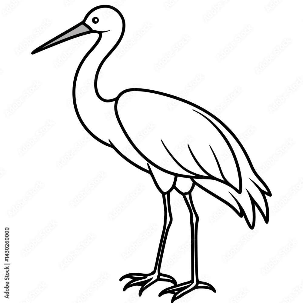 Obraz premium Elegant Stork Outline Vector