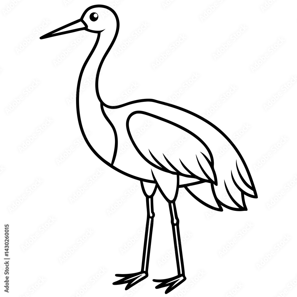 Naklejka premium Elegant Stork Outline Vector