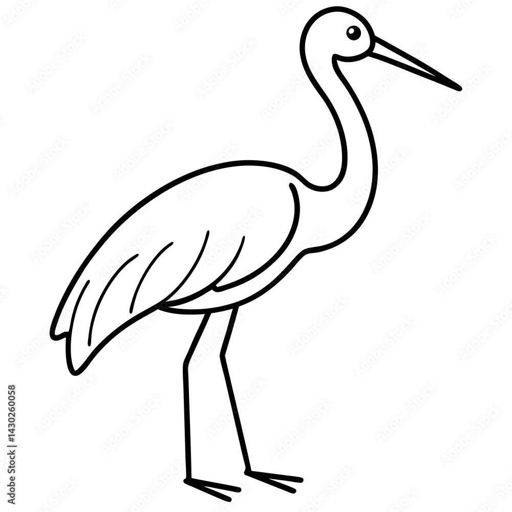 Obraz premium Elegant Stork Outline Vector