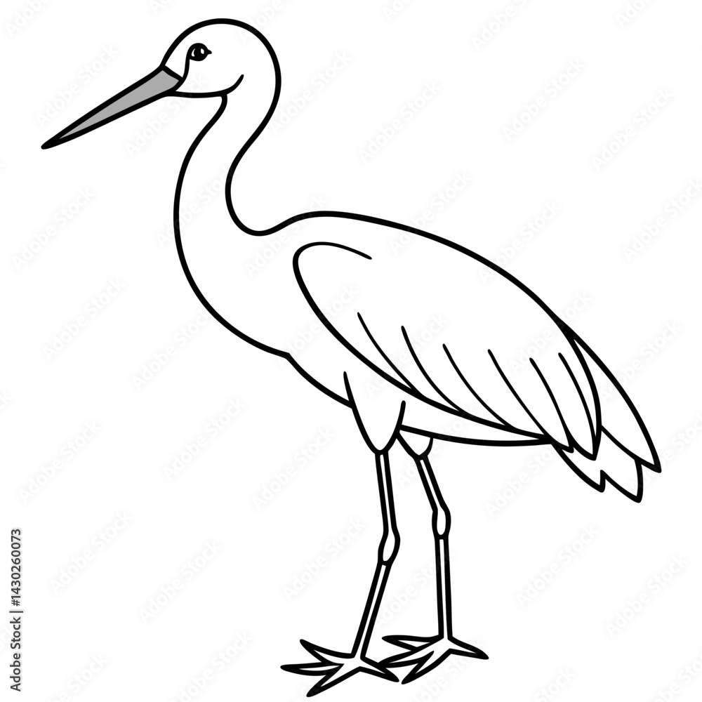 Obraz premium Elegant Stork Outline Vector