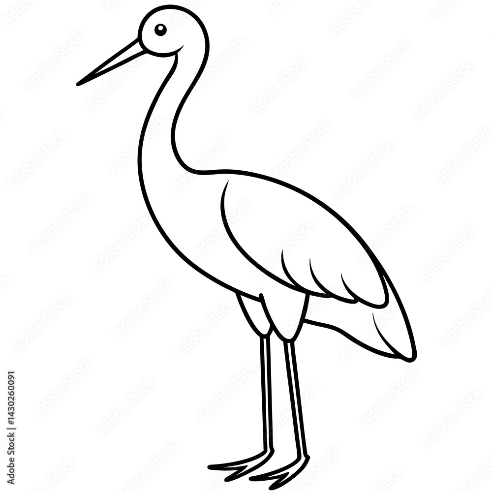 Obraz premium Elegant Stork Outline Vector