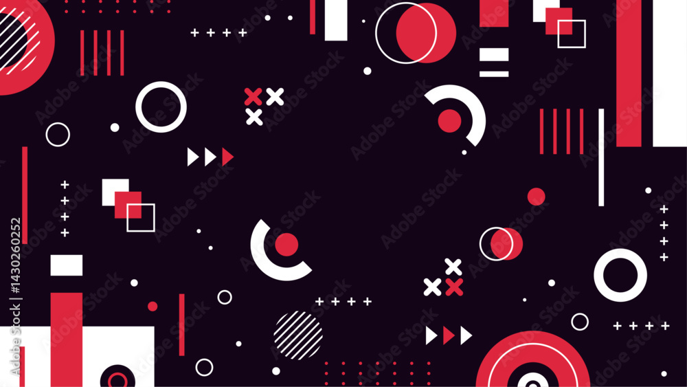 Obraz premium Flat Black Memphis Geometric Abstract Background