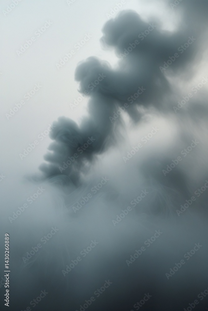 Obraz premium The photograph captures a dreamy, ethereal atmosphere with a blurry background, grey fog, and grey smoke, creating a subtle bokeh effect and blending together for a moody and contemplative effect.
